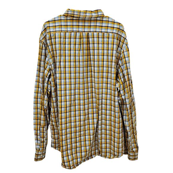 Old Navy Shirt Mens XXL Slim Fit Button Down Collar Poppy Roll Yellow Plaid Top - Picture 2 of 14